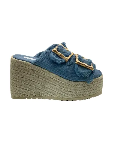 Denim Luxe Wedge Sandals